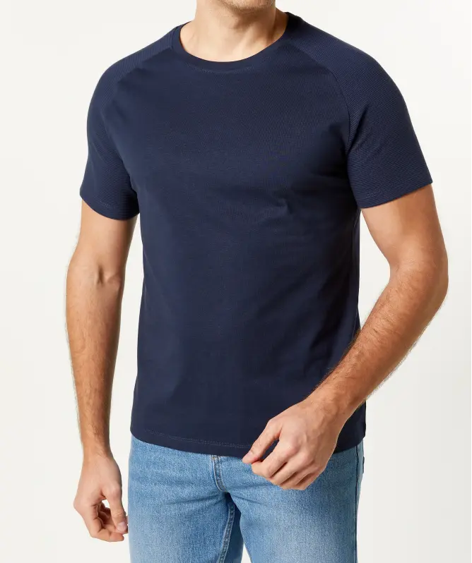 T-Shirt mit gerippten Ärmeln
