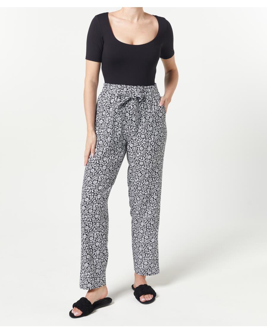 Pull-on Hose mit Gürtel Blumendruck