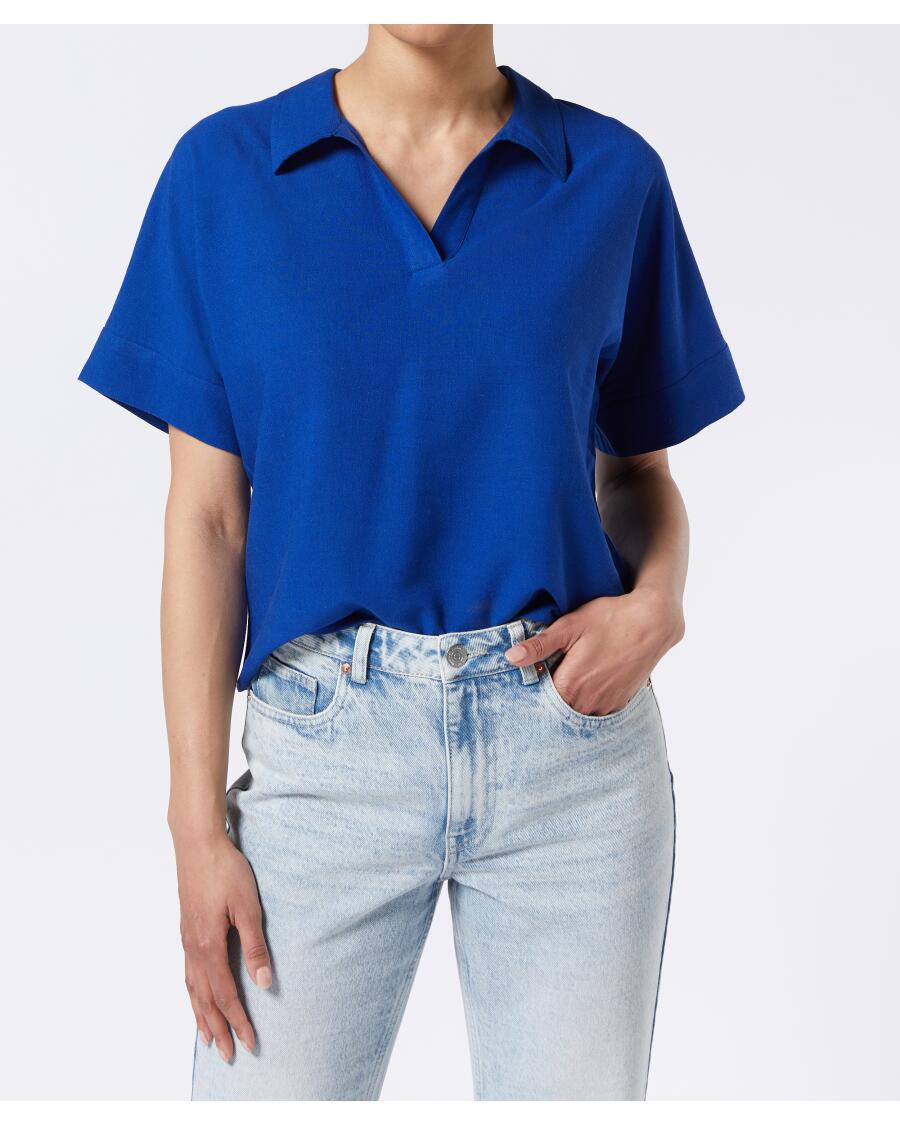 Bluse mit Leinenanteil indigo blau