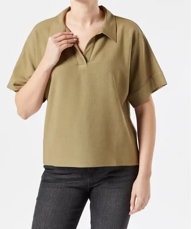 Bluse mit Leinenanteil