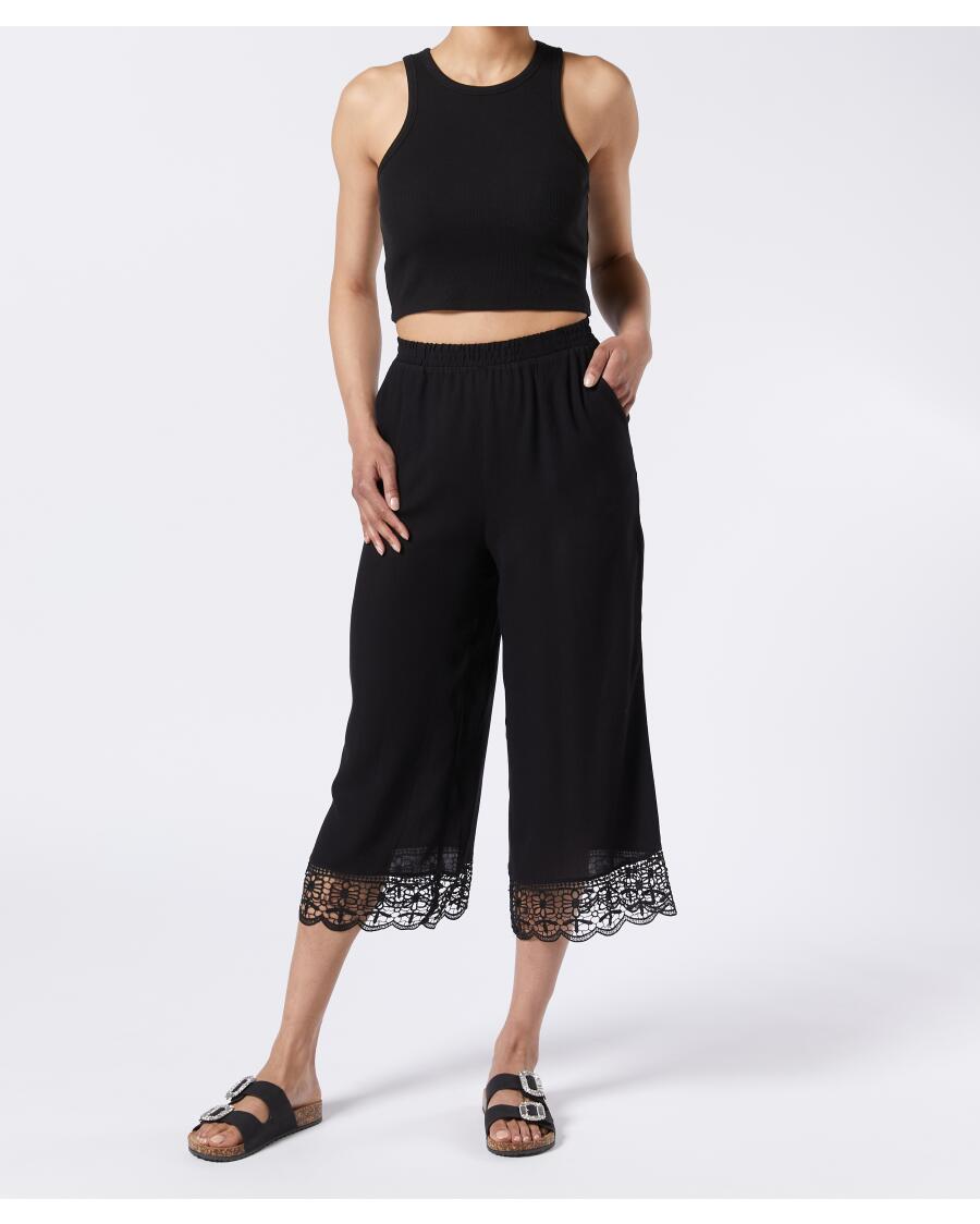 Culotte mit weitem Bein schwarz