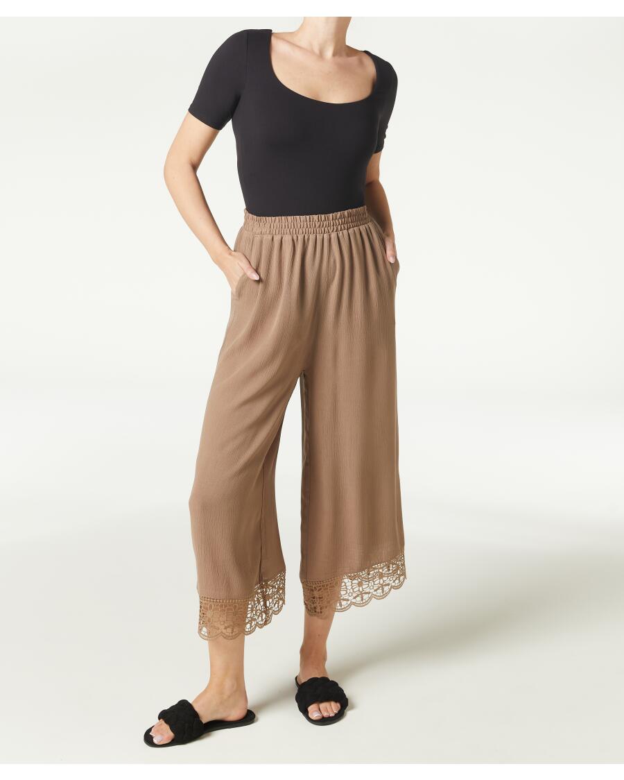 Culotte mit weitem Bein hellbraun