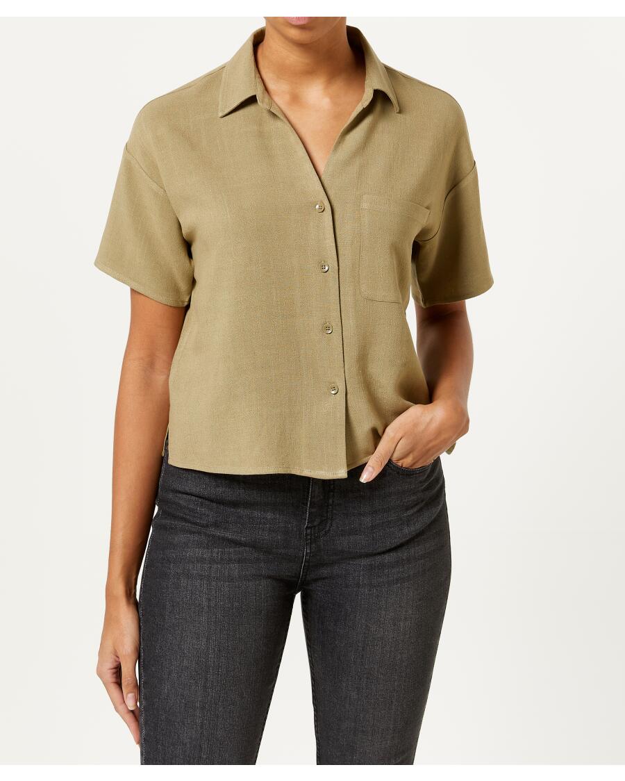 Blouse met linnen kaki