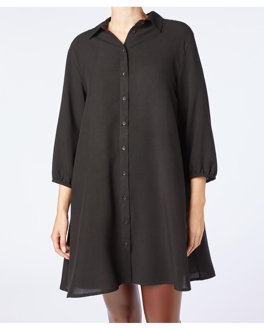 Longbluse mit Kragen schwarz