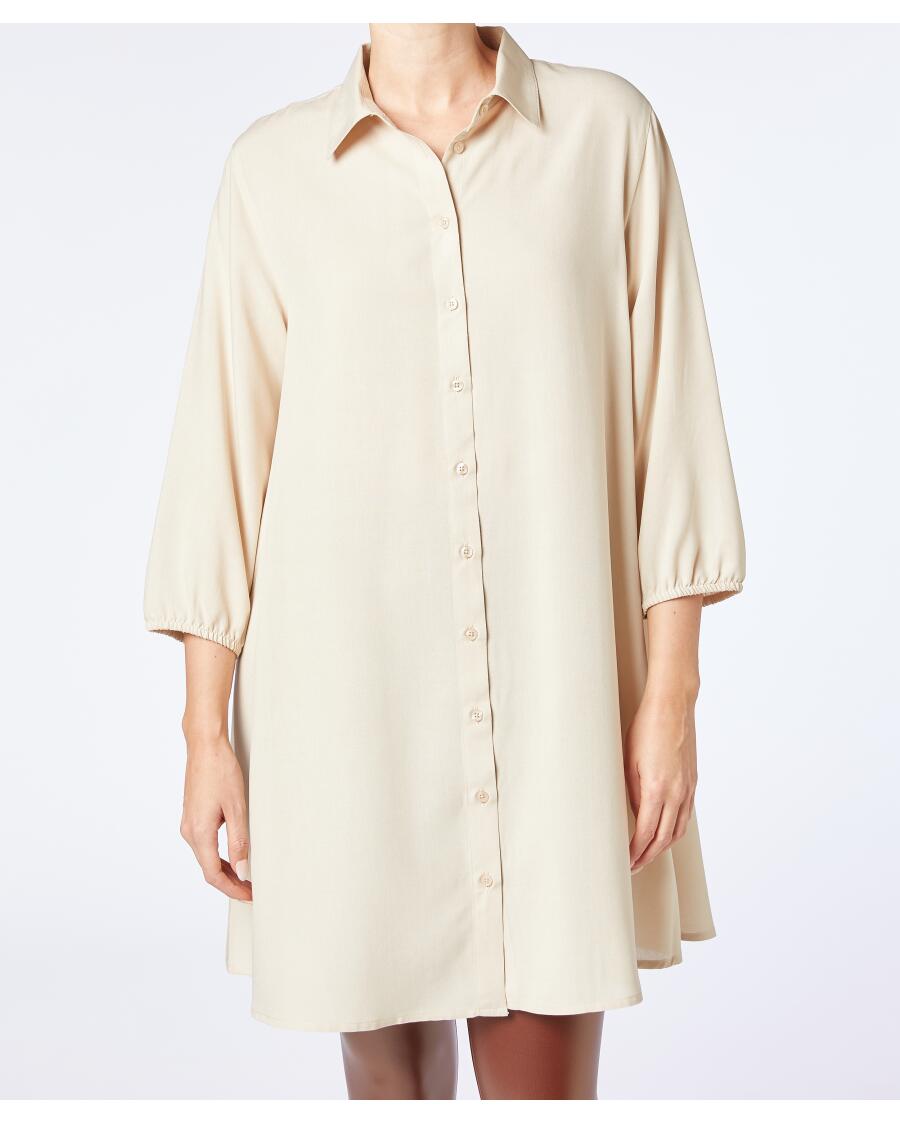 Longbluse mit Kragen hellbraun