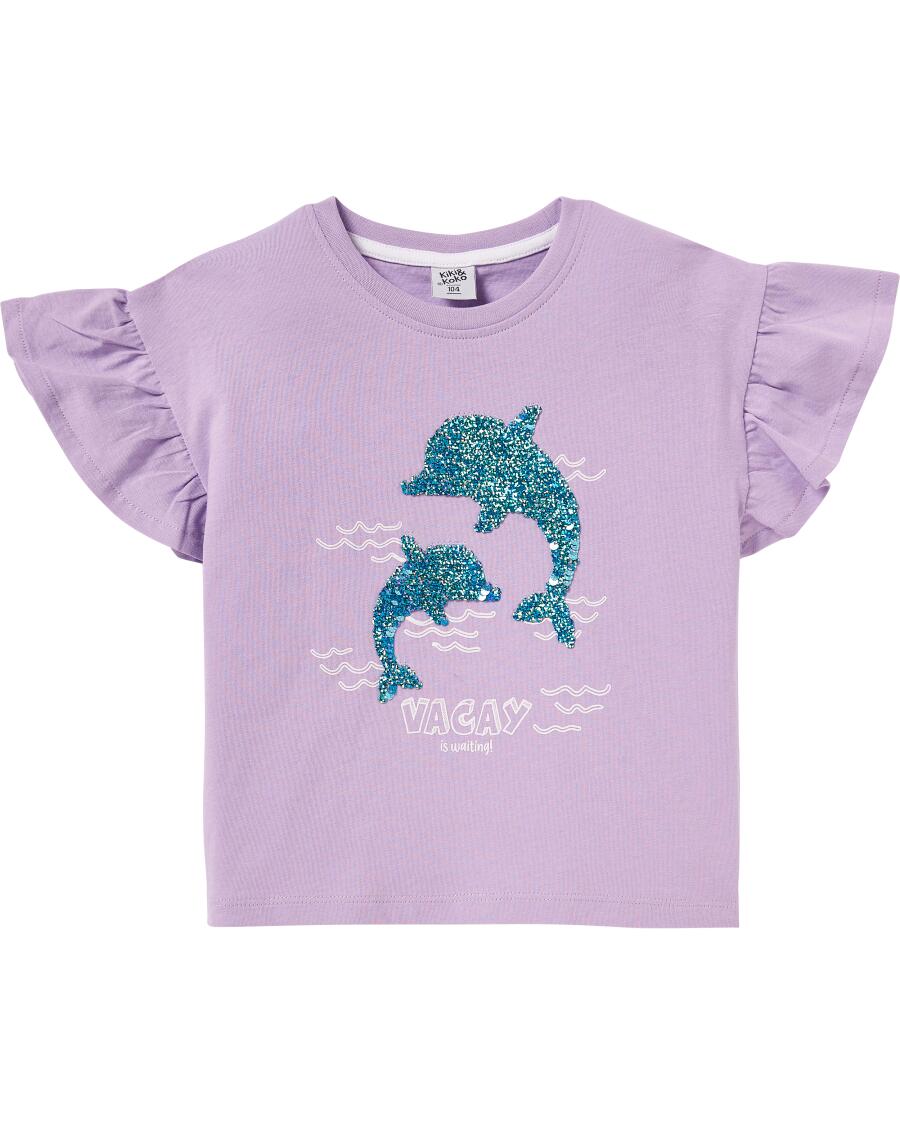 T-Shirt mit Wendepailletten lila
