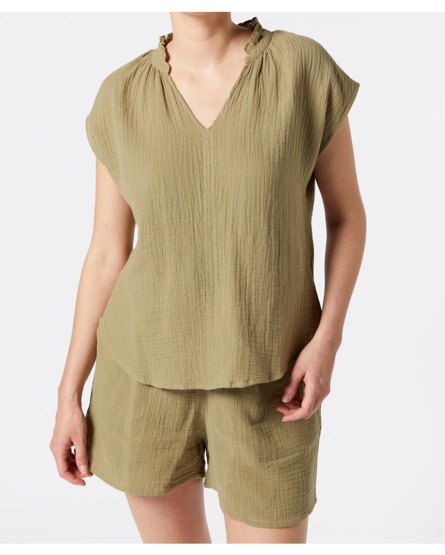 Mušelínová halenka khaki