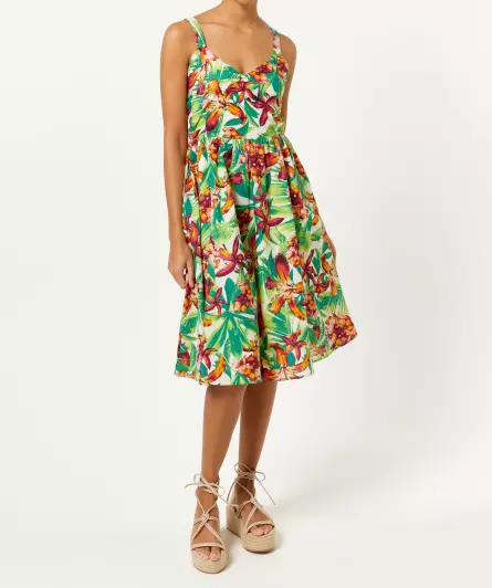 Kleid mit tropischem Muster