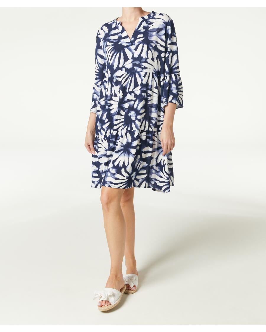 Kleid dunkelblau bedruckt