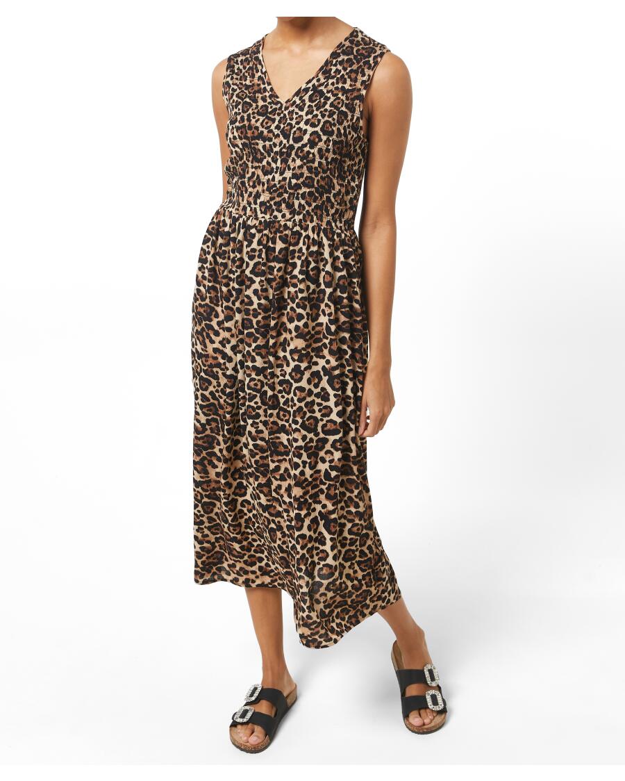 Kleid mit Leopardendruck braun bedruckt