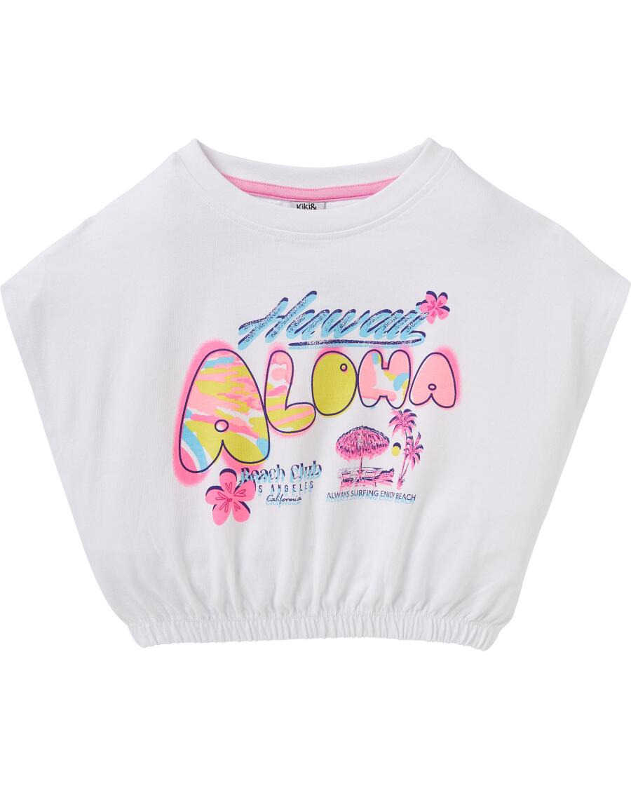 T-Shirt mit Oversize-Schultern weiß