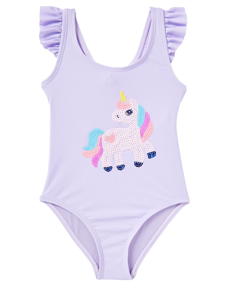 Badeanzug Einhorn flieder