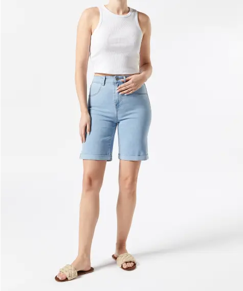 Jeans short met high waist