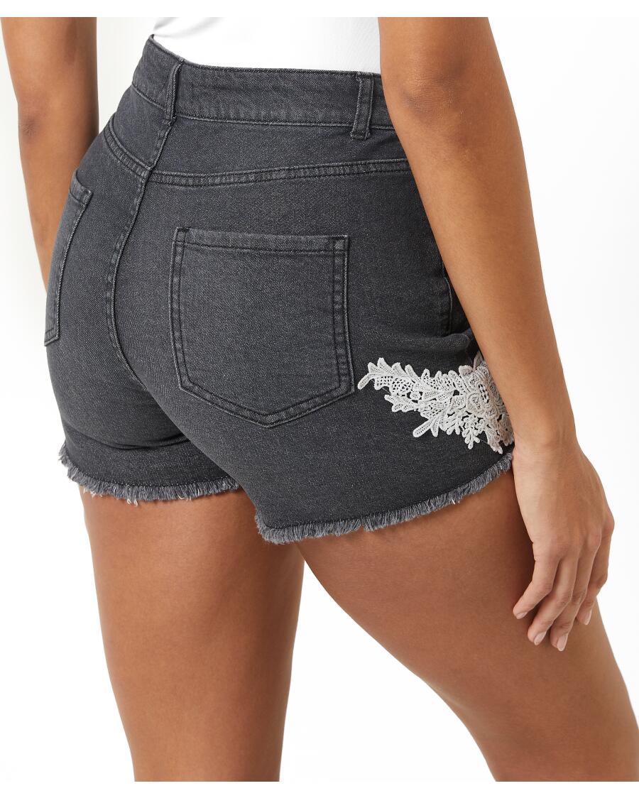 Jeansy szorty z koronką Janina, slim-fit