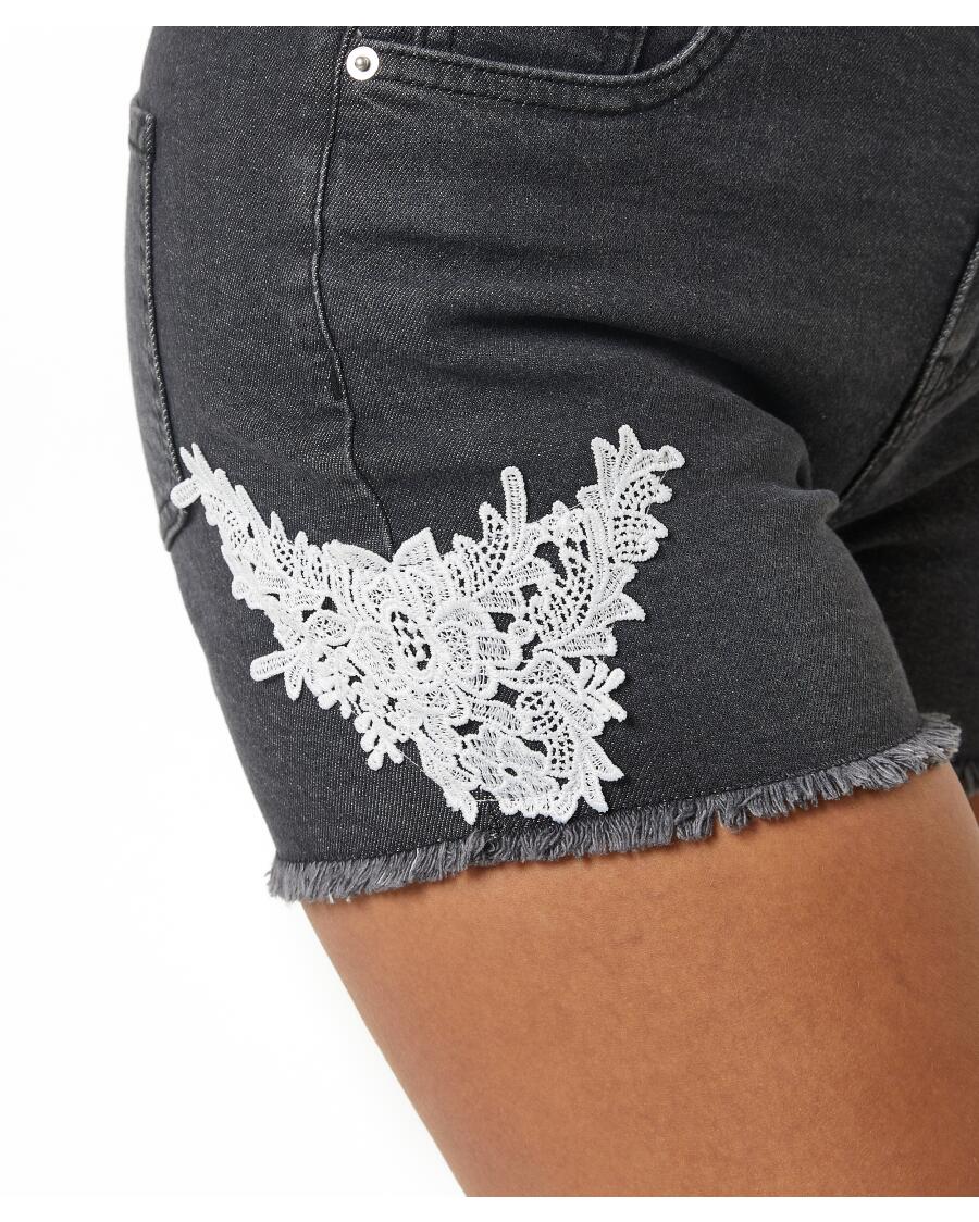 Jeansy szorty z koronką Janina, slim-fit