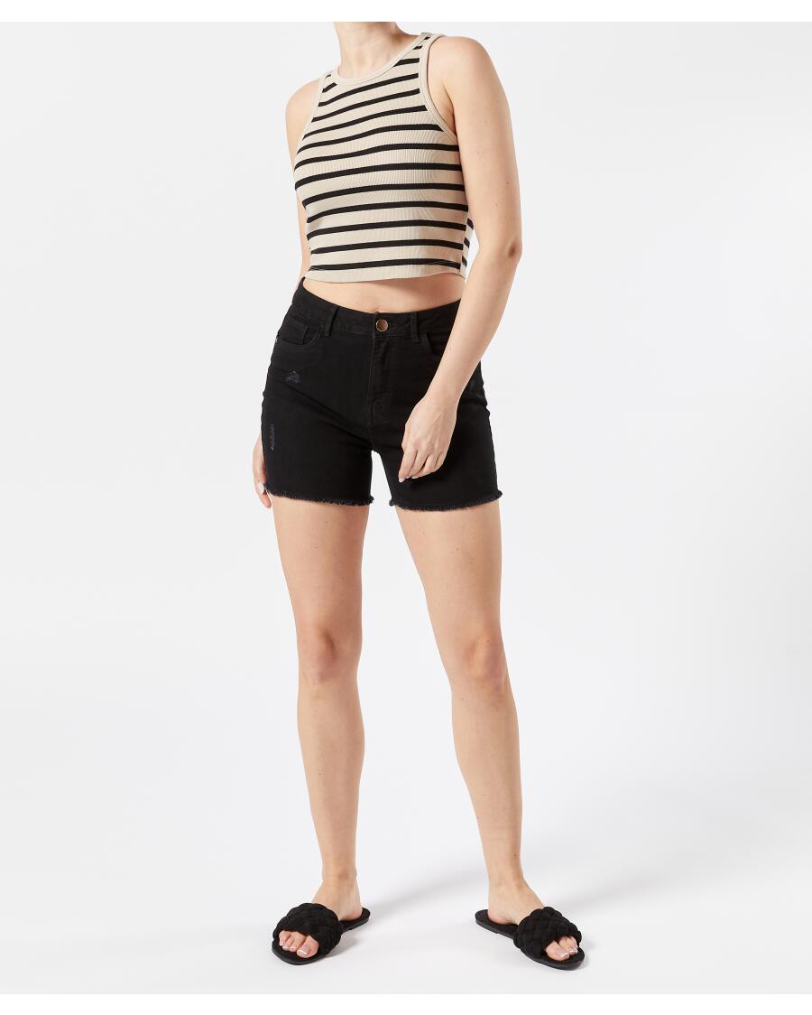 Jeans-Shorts mit Waschungseffekten schwarz