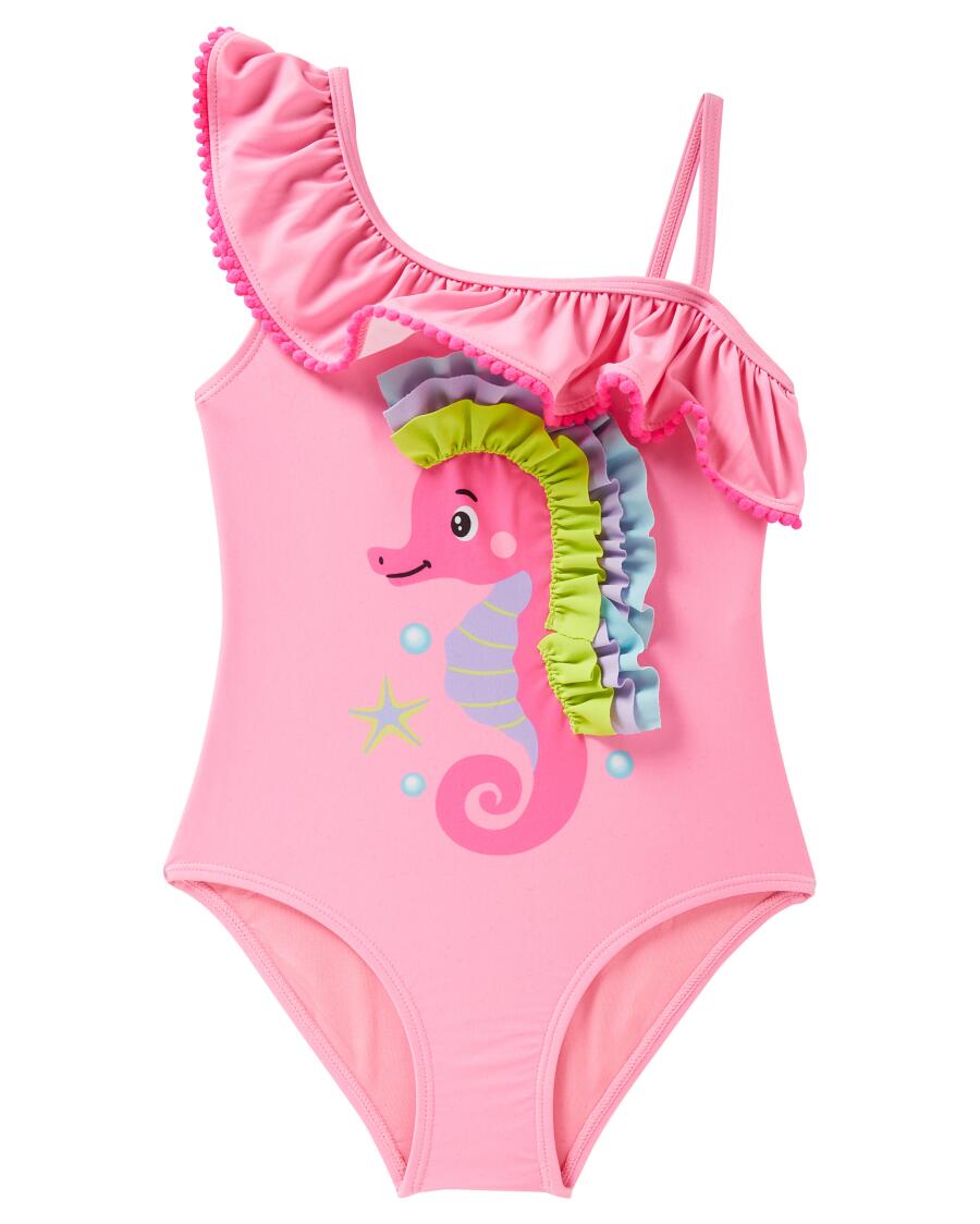 Badeanzug Seepferdchen neon pink
