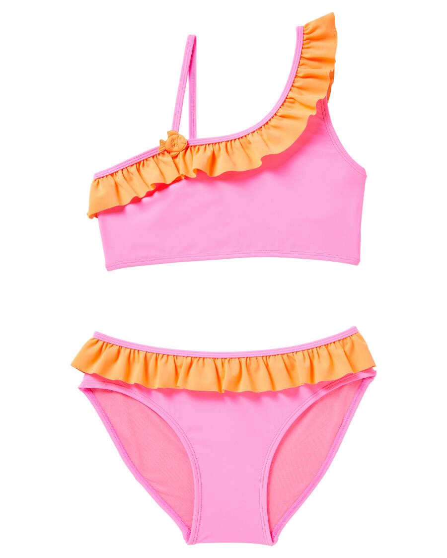 Bikini mit Rüschenkanten pink
