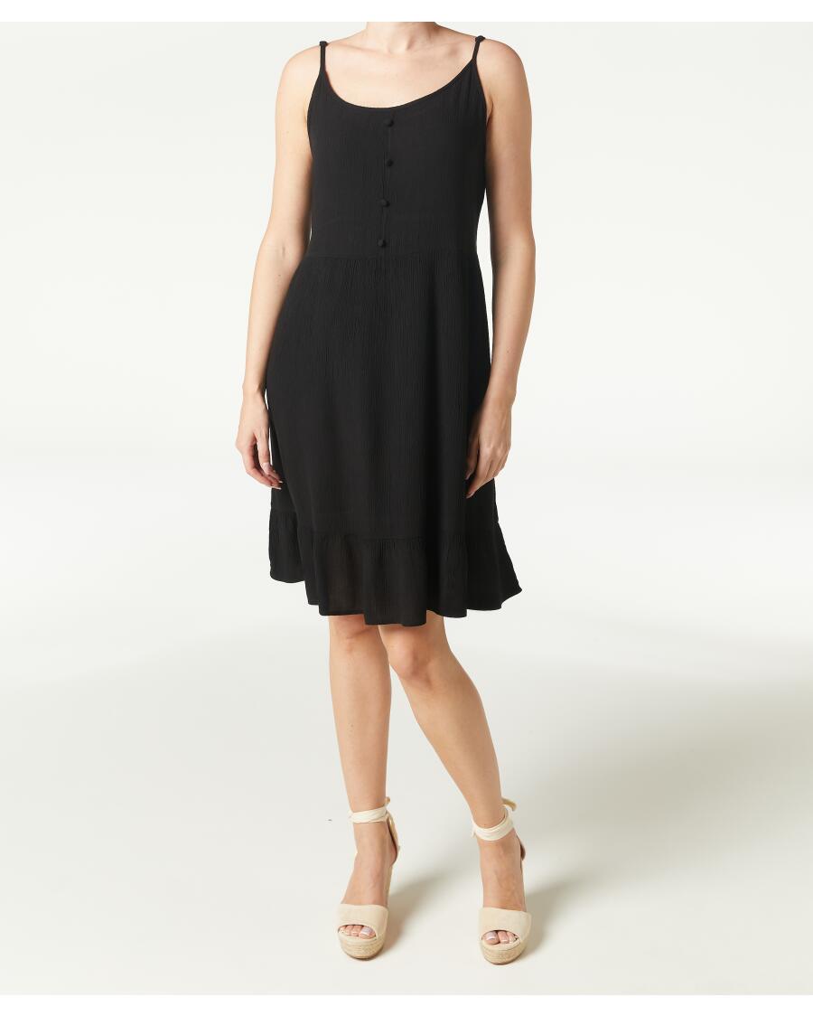 Kleid mit Zierknopfleiste schwarz