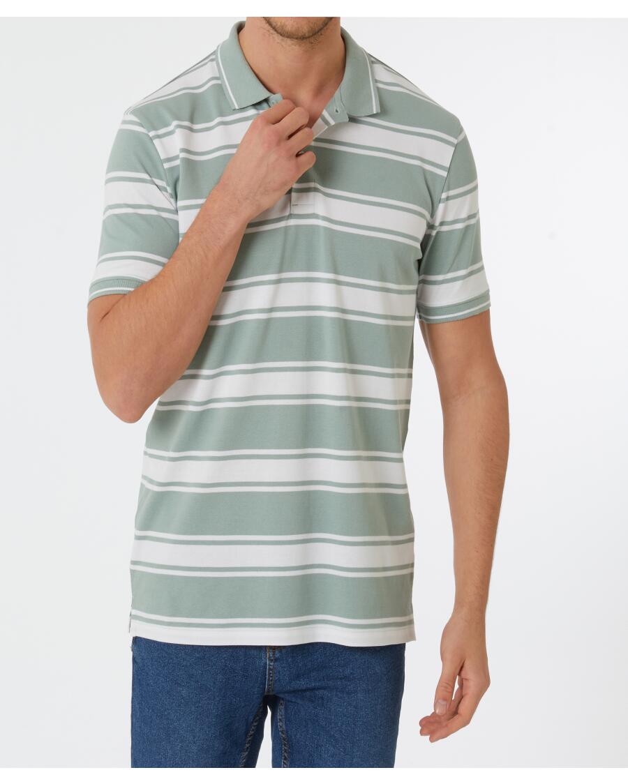 Poloshirt mit Streifen grün/weiß