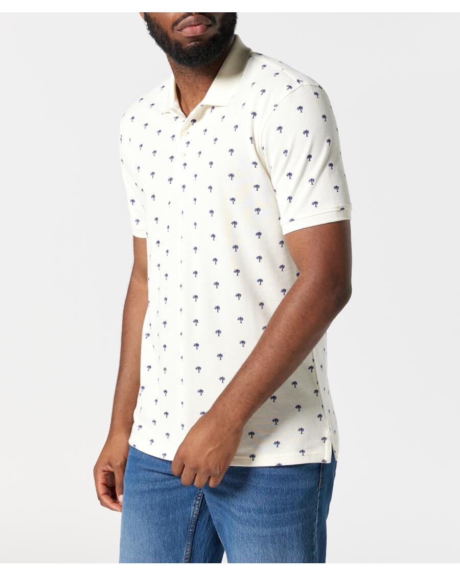 Komplett bedrucktes Poloshirt offwhite bedruckt