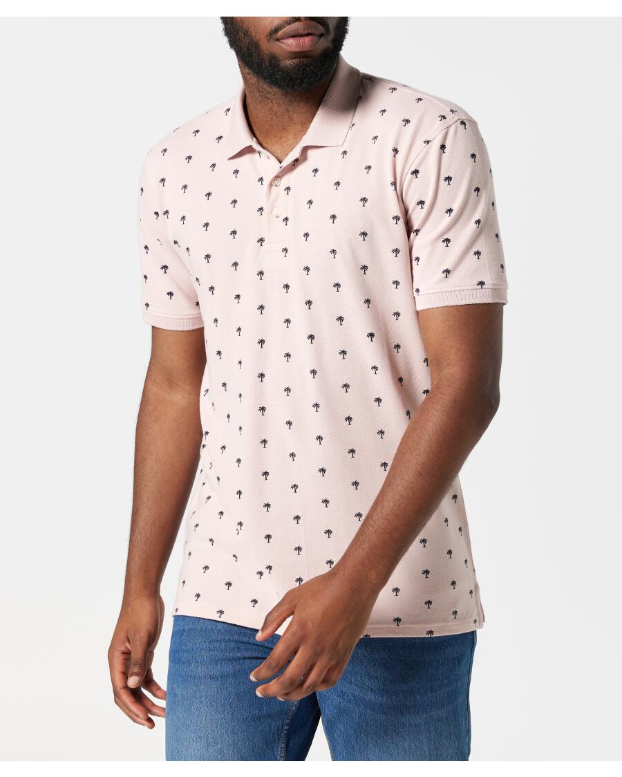 Komplett bedrucktes Poloshirt hellrosa bedruckt