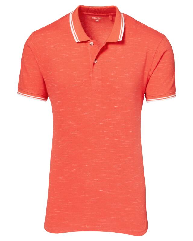Polo shirt with contrast stripes for men, coral/white (KiK Poloshirt mit Kontraststreifen (koralle/weiß)) — KiK, authentic German product in Morocco