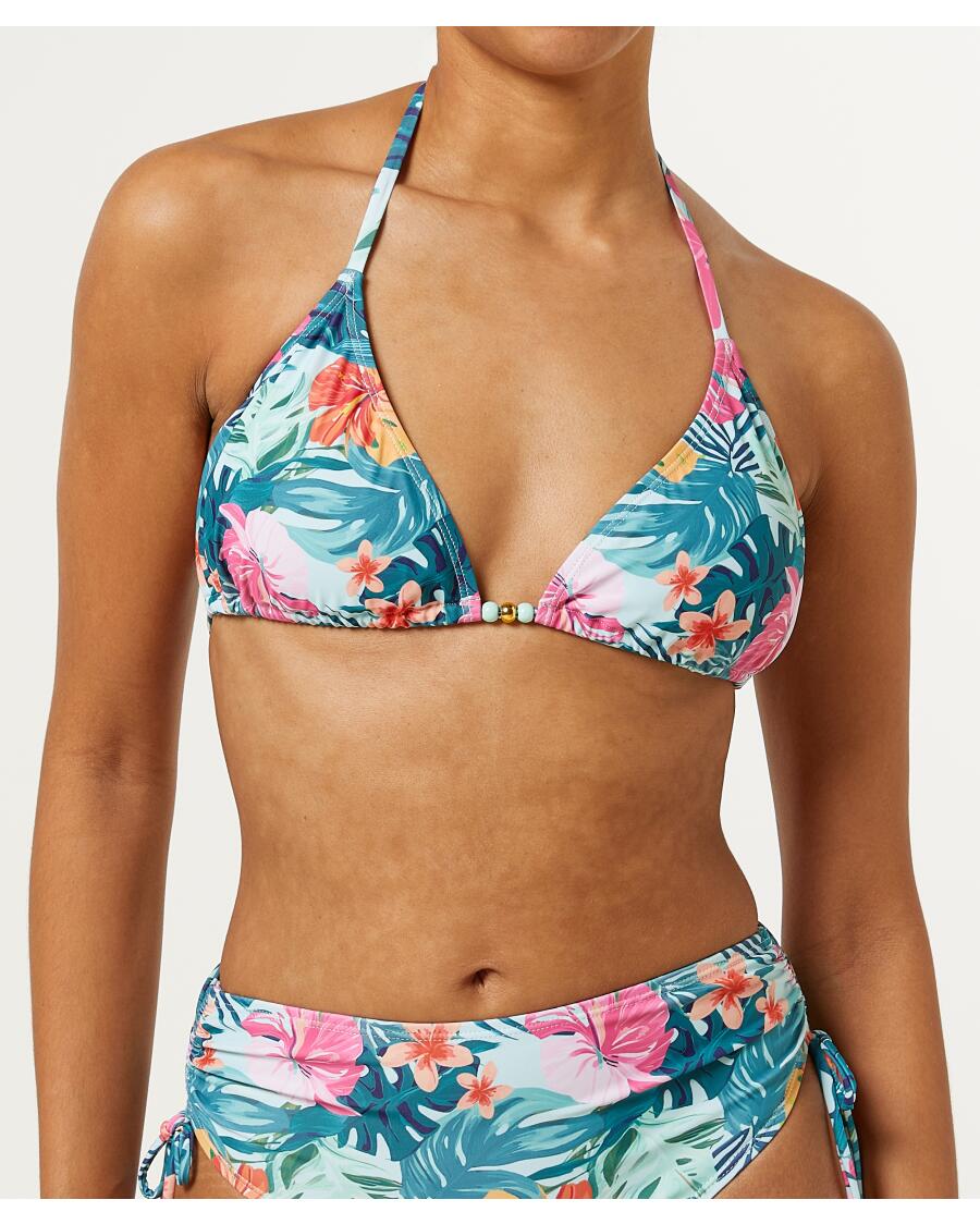 Triangel Bikini-Oberteil hellblau bedruckt