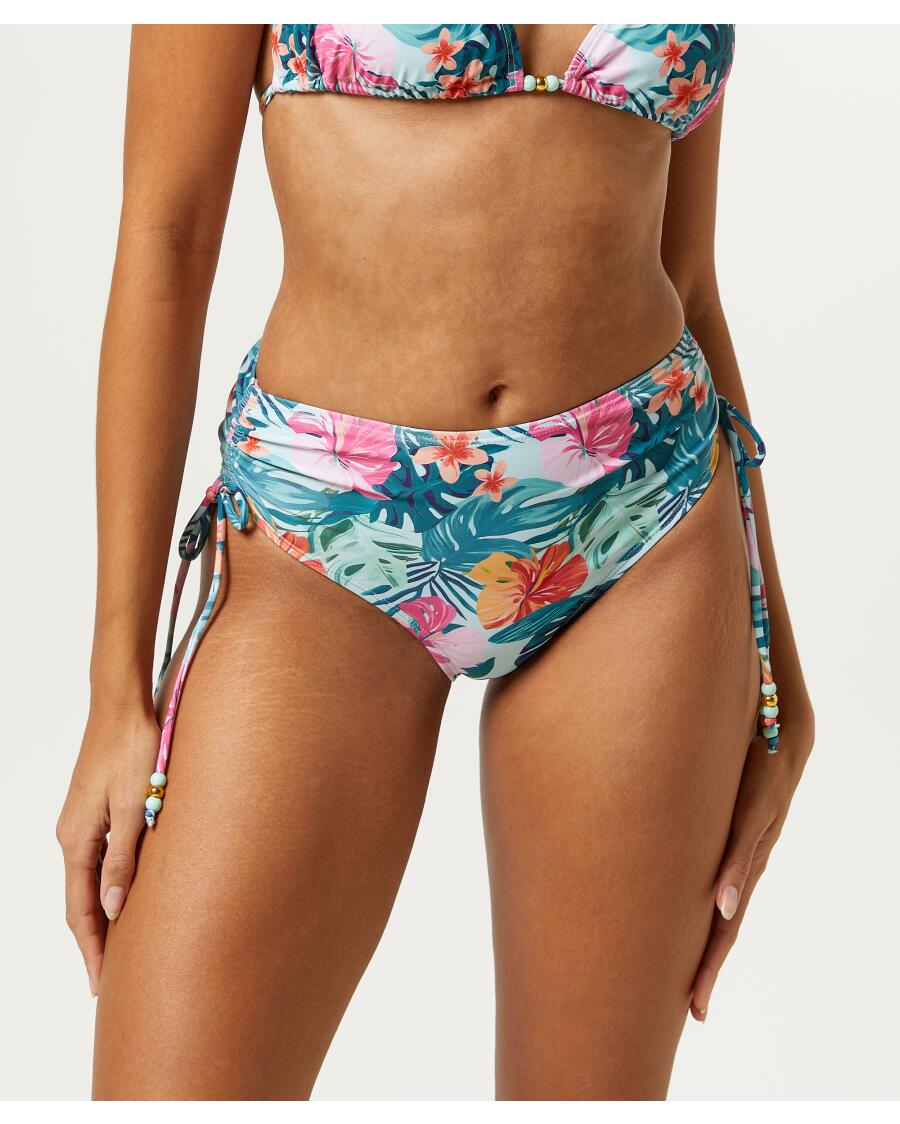 High-waist Bikini-Slip hellblau bedruckt