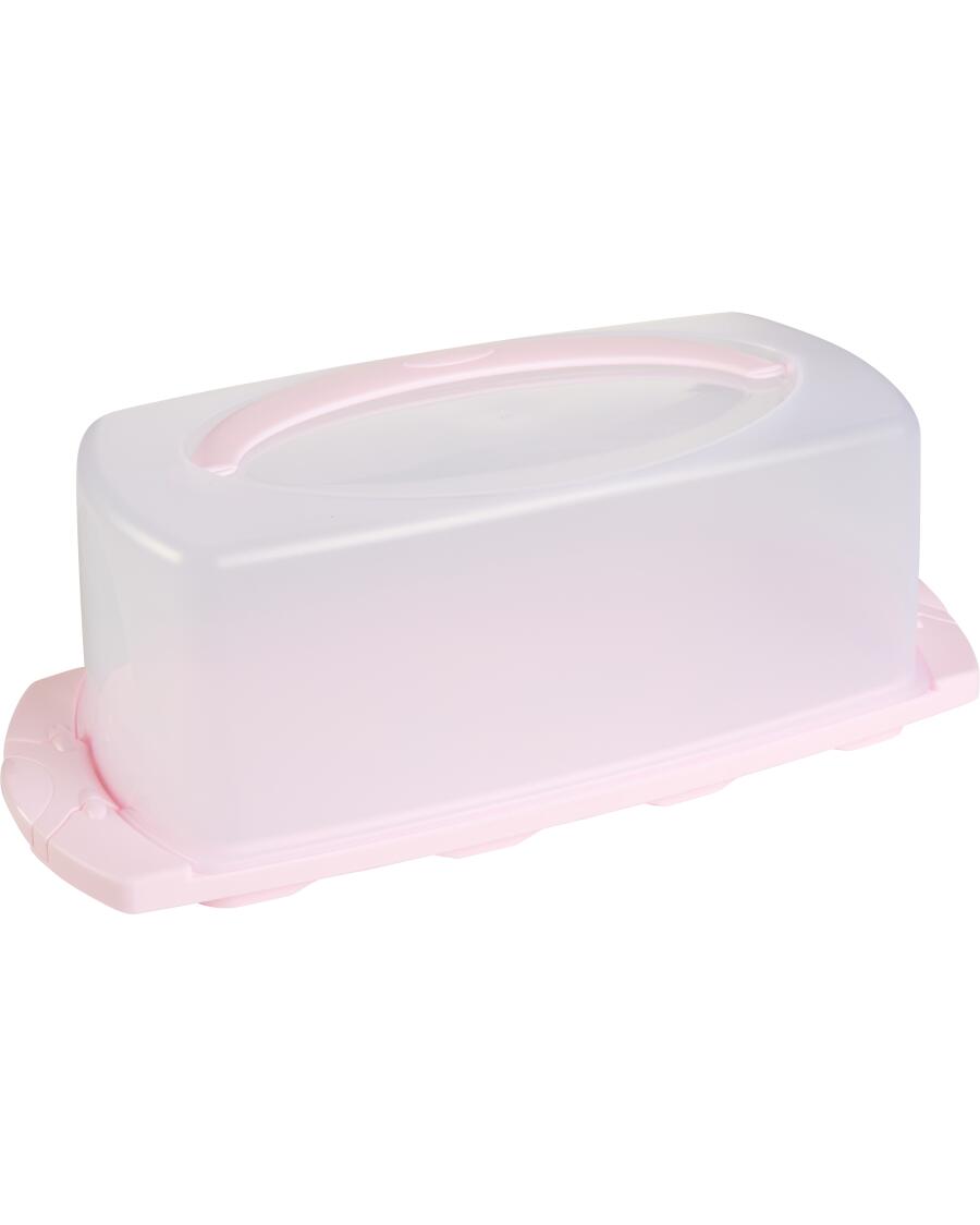 Rechteckige Kuchentransportbox hellrosa