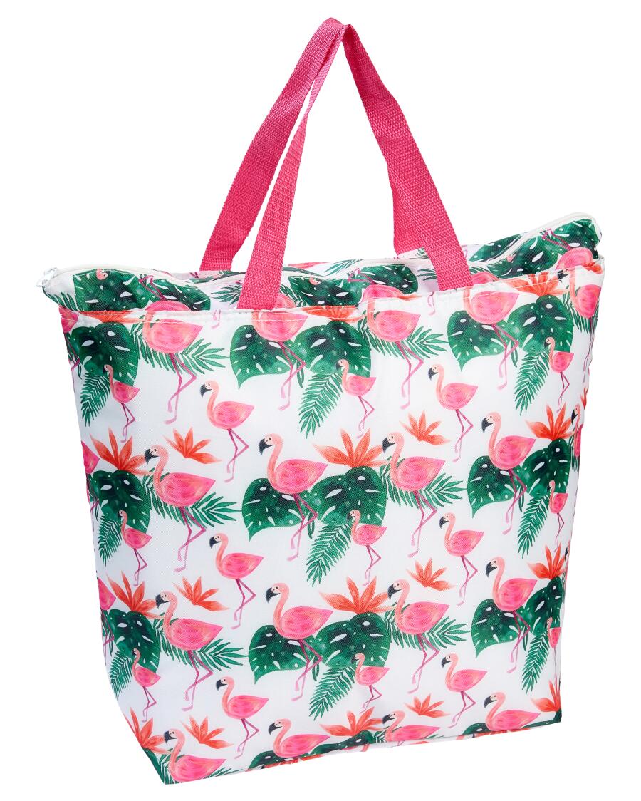 Kühltasche Flamingos grün/weiß