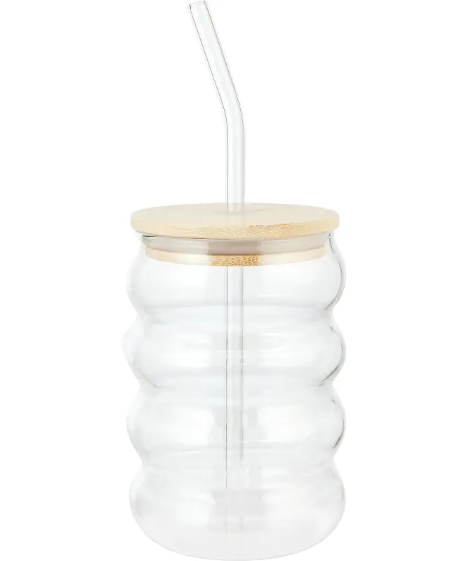 Glas met bamboe deksel