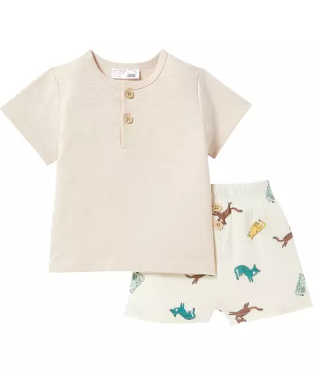T-shirt + mousseline korte broek