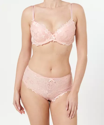 Push-up-BH + Panty mit Blumenmuster