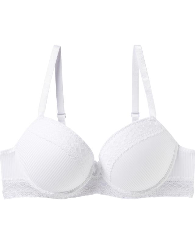 Ribbed push-up bra for women, white (KiK Push-up-BH mit Rippstruktur (weiß)) — KiK, authentic German product in Morocco