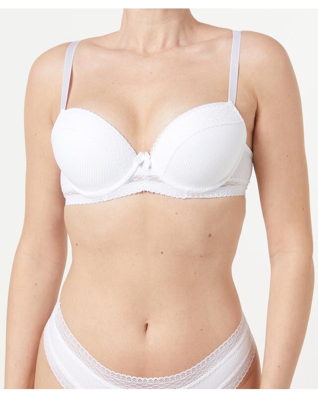 Ribbed push-up bra for women, white (KiK Push-up-BH mit Rippstruktur (weiß)) — KiK, authentic German product in Morocco