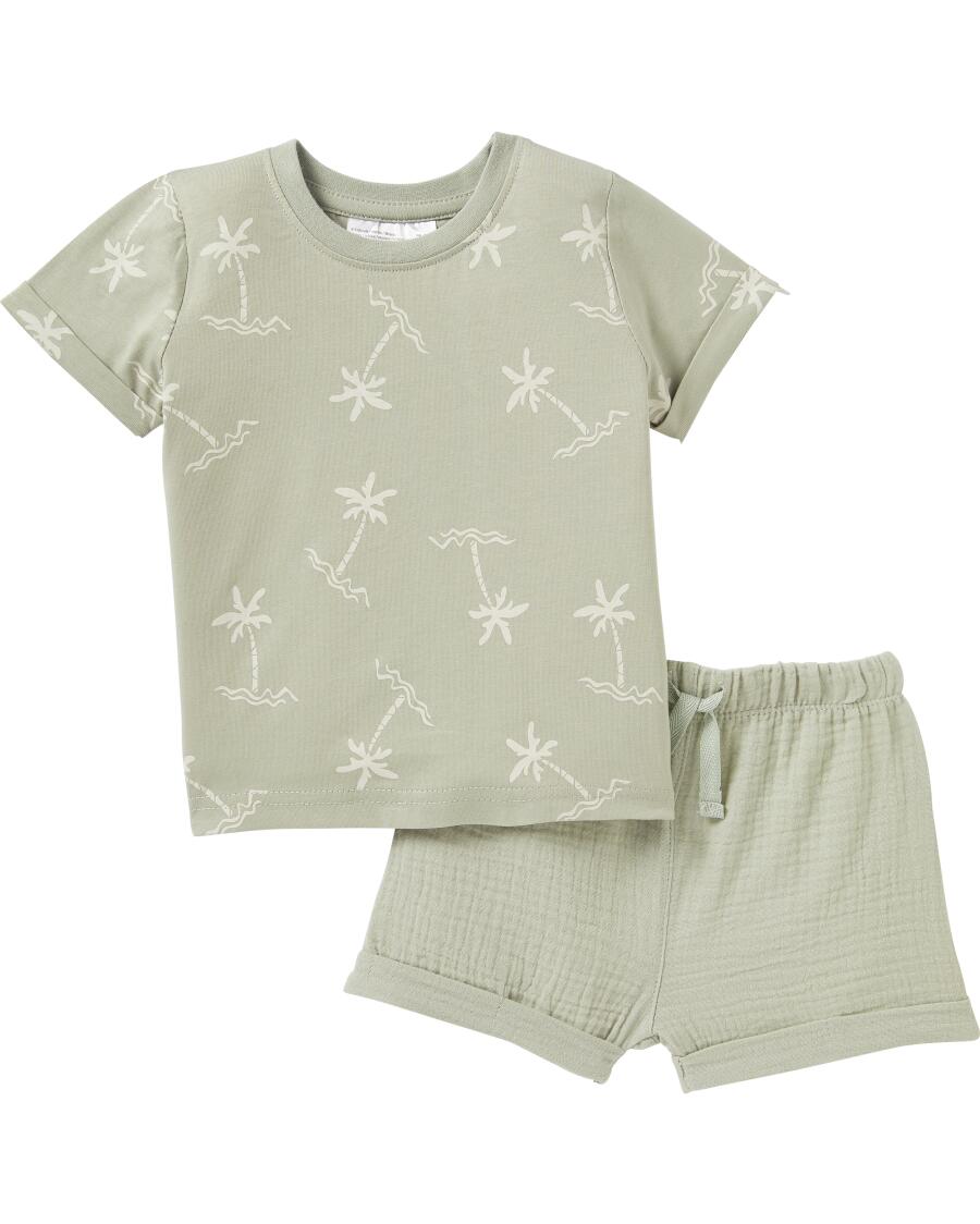 T-Shirt + Musselin-Shorts mintgrün