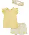 Musselin-Stirnband + T-Shirt + Musselin-Shorts Zitronen gelb