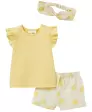 Musselin-Stirnband + T-Shirt + Musselin-Shorts Zitronen