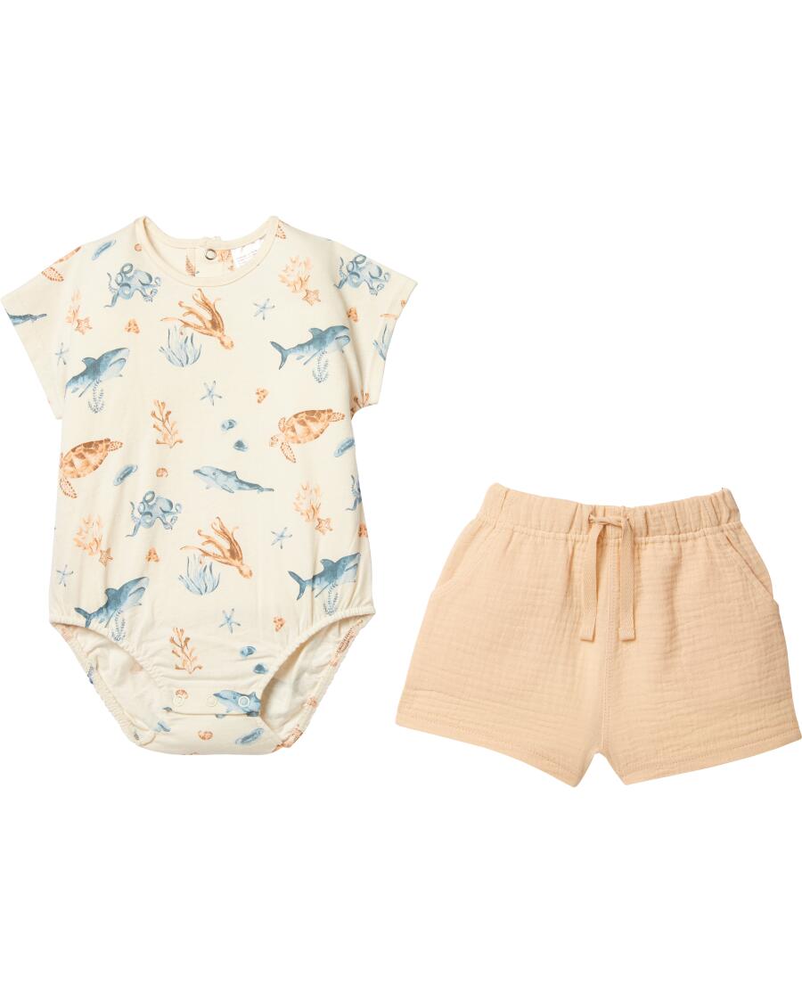 Body + Musselin-Shorts naturfarben