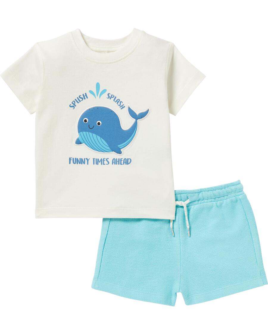 T-Shirt und Shorts Wal offwhite