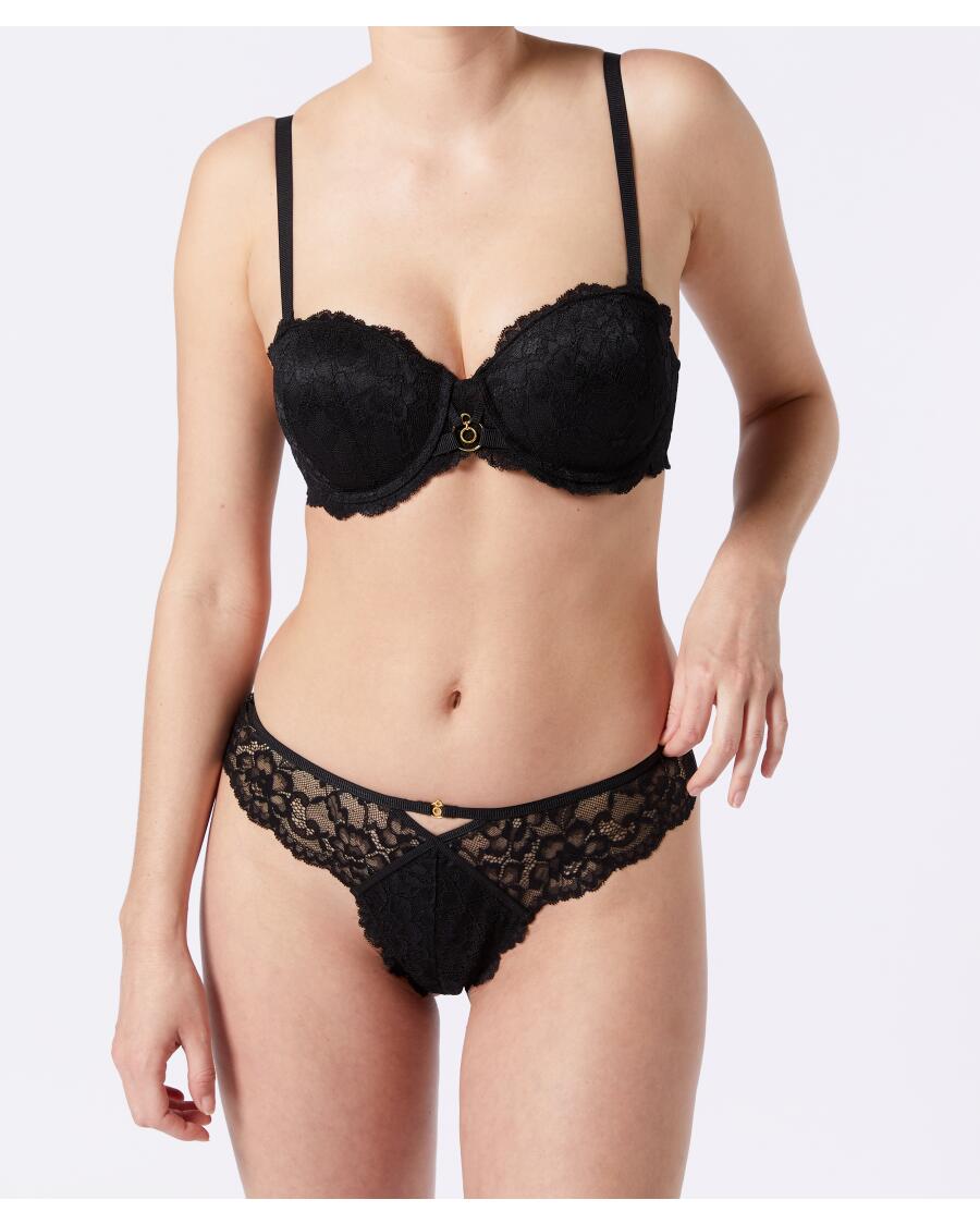 Balconette-BH + String schwarz