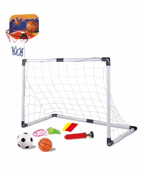 Zestaw 2 w 1 - bramka do piłki nożnej z obręczą do koszykówki