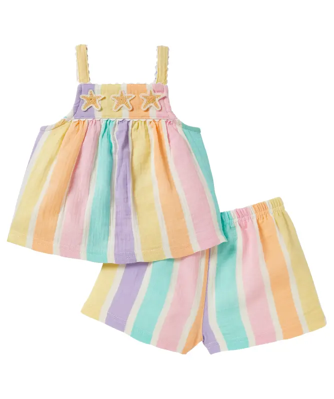 Musselin-Top + Musselin-Shorts Sterne