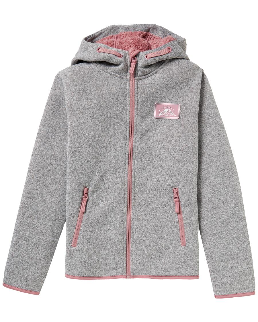 Strickfleecejacke in Melange hellgrau melange