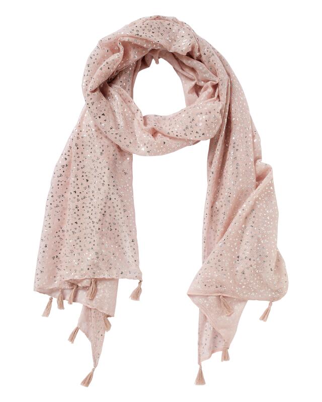Scarf with tassels for women, pink printed — KiK, authentic German product in Morocco