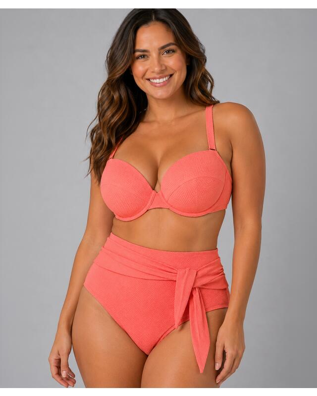 Haut de bikini texturé femme, corail — KiK, produit allemand authentique au Maroc