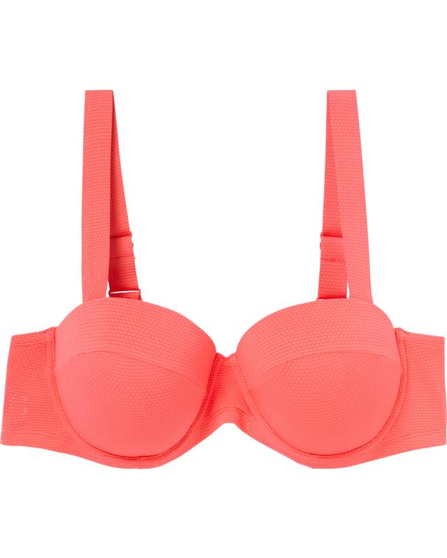 Haut de bikini texturé femme, corail (KiK Strukturiertes Bikini-Oberteil (koralle)) — KiK, produit allemand authentique au Maroc