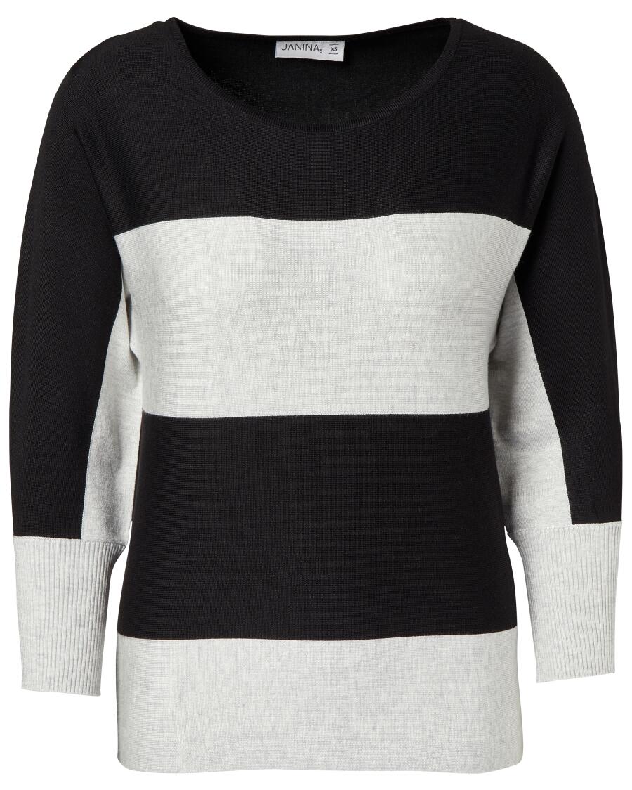 Sweter z cienkiej dzianiny w paski Janina, rękaw 3/4