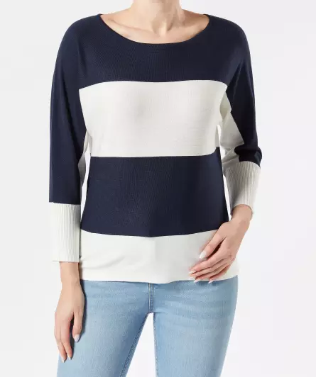 Gestreifter Feinstrickpullover